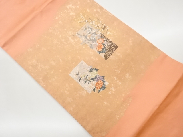 JAPANESE KIMONO / FLORAL PATTERN WOVEN A STRIP OF HIKIFOIL NAGOYA OBI